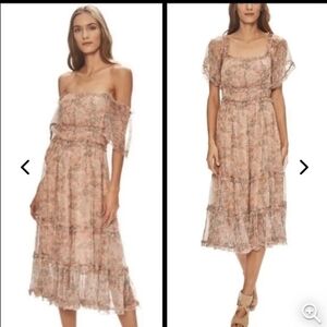 Anthropologie Love The Label Pastel waterlily Floral Print midi Dress Size S